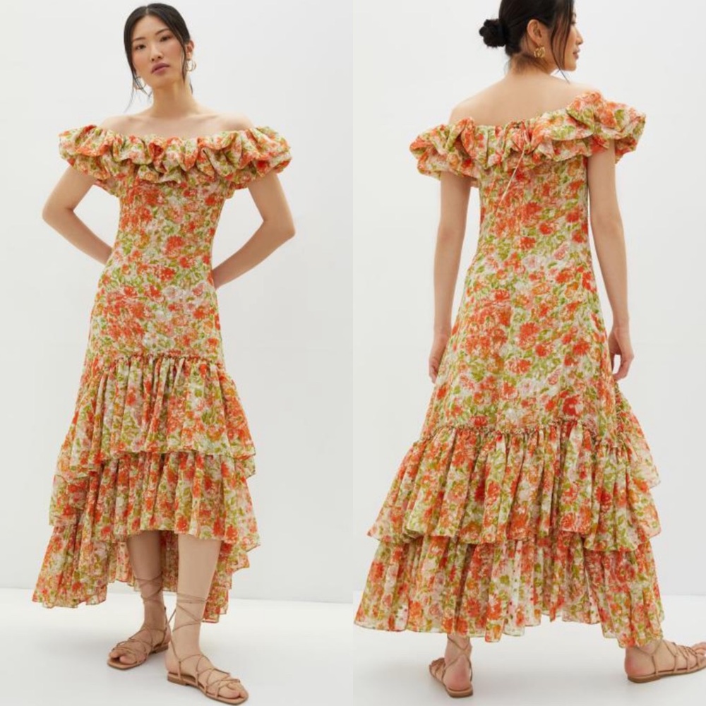 Misa Los Angeles Consuela Ruffled Off the Shoulder Floral Tiered Maxi Dress - Picture 16 of 16